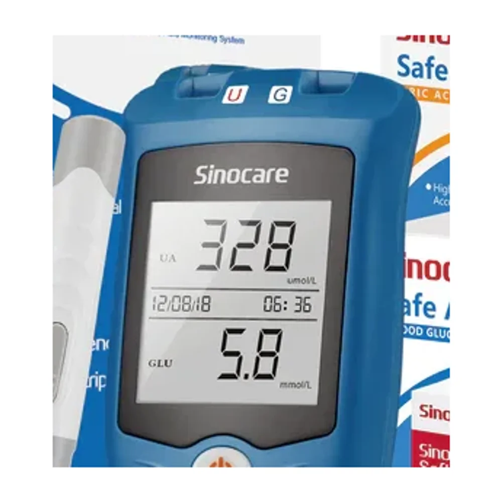 Sinocare Safe AQ UG Blood Glucose Uric Acid Meter Kit - Healthcare & Medical by Accurate Surgicals