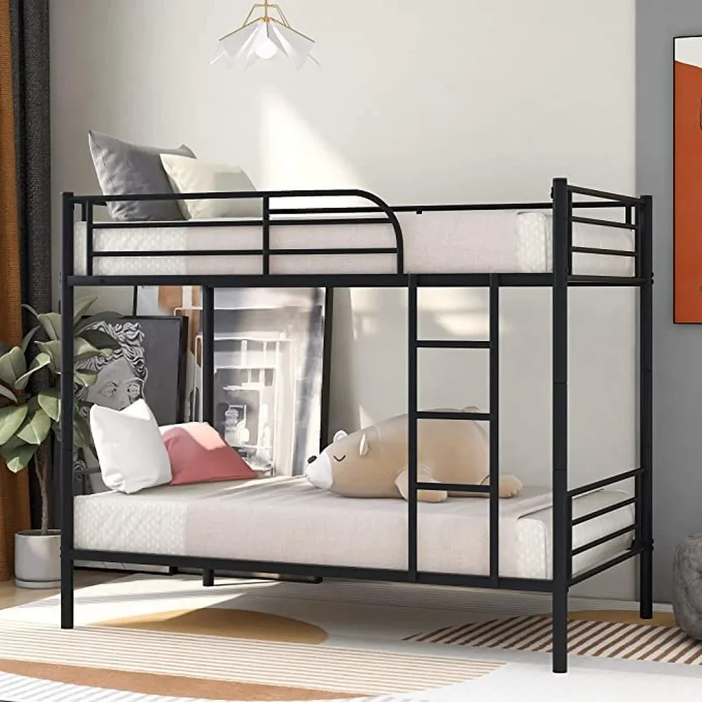 Metal Twin Over Twin Bunk Bed with Ladder and Guard Rails - Furniture & Interiors by Upcycle Furnishing India