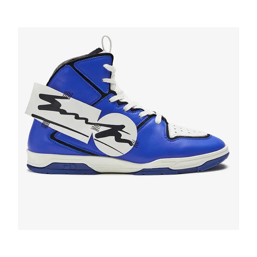 Vegan Blue White Color-Block High-Top Sneaker - Footwear, Bags & Leather Goods by Disruptive Fashion Pvt. Ltd.