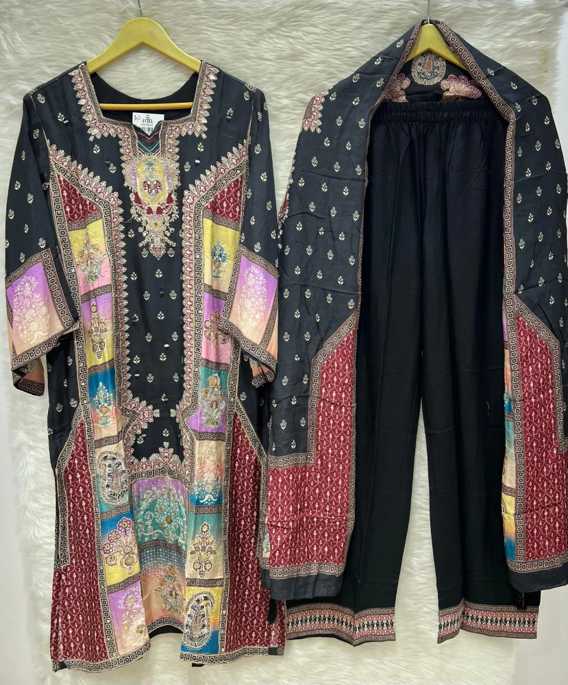 AYZEL MUSLIN Printed Handwork Salwar Kameez - Textiles & Apparel by Ayzel Pvt. Ltd.