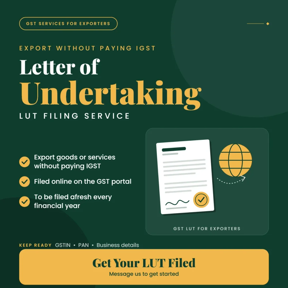 LUT Filing Service for Exporters - Business & Professional Services by Krishna Consultancy Services