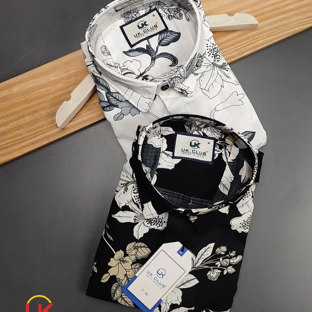 Uk Club Premium Floral Printed Shirt - Textiles & Apparel by Sri Jalaram Garments