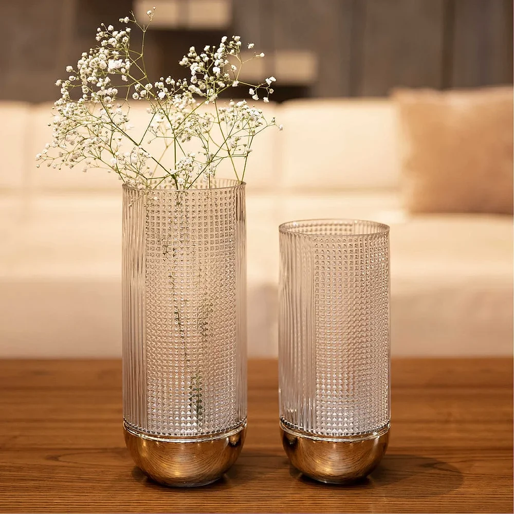 Regal Gold Glass Vases (Set of 2) - Home & Kitchen by Wooden Owl Design Pvt. Ltd.