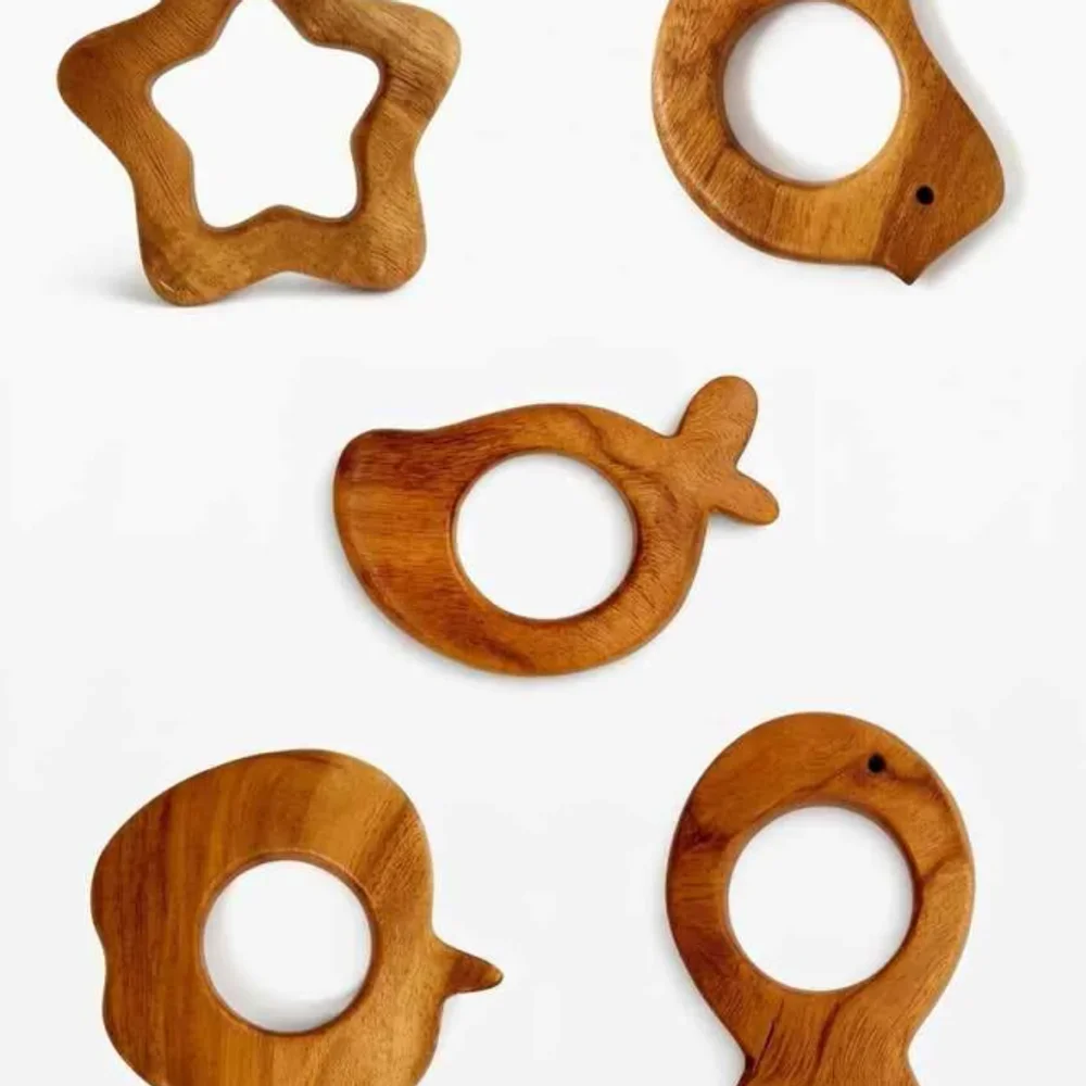 Neem Wood Teething Rings - 5 Pack - Home & Kitchen by Kkenterprise