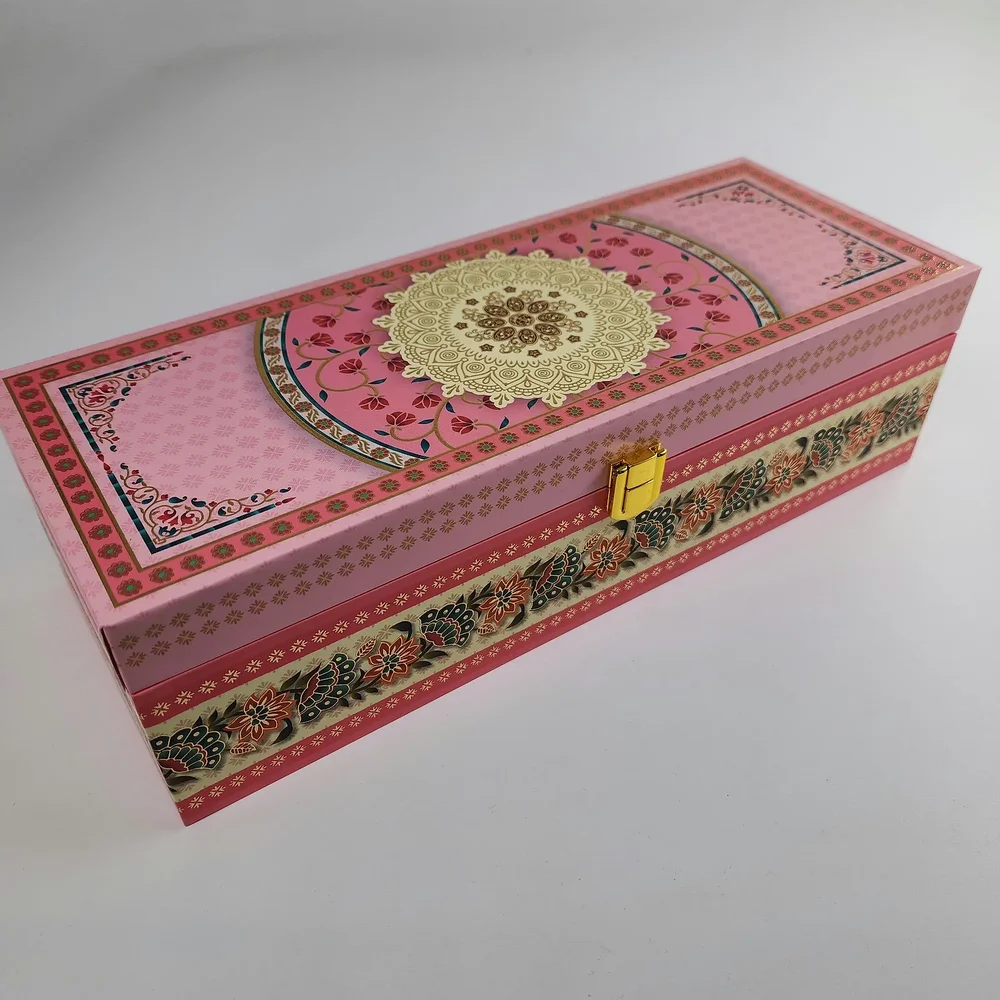 Pink and Gold Laminated MDF Gift Box - Packaging & Printing by Hindustan Handmade Paper Products