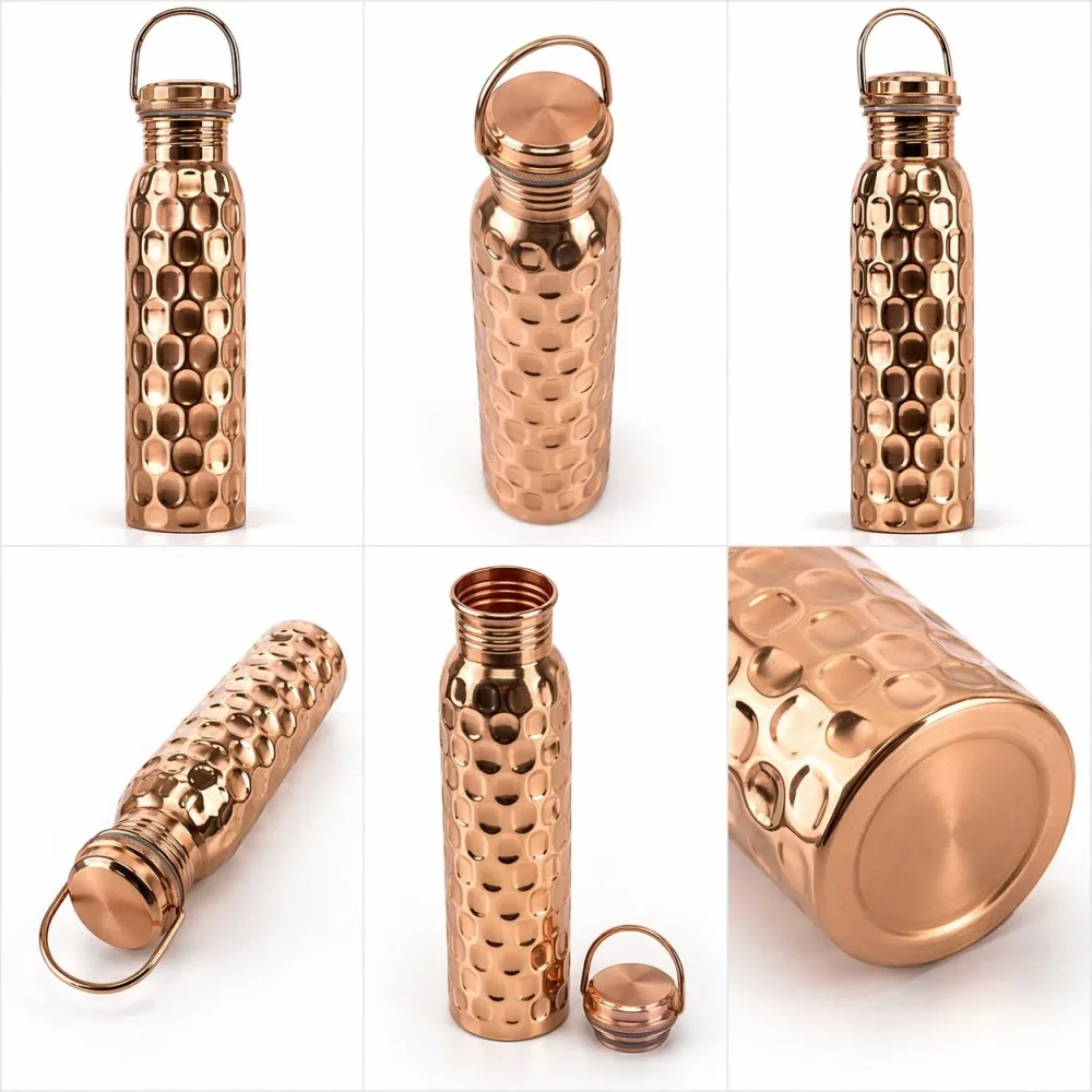 Hammered Copper Water Bottle for Travel and Sports - Home & Kitchen by A.T.S. Metals