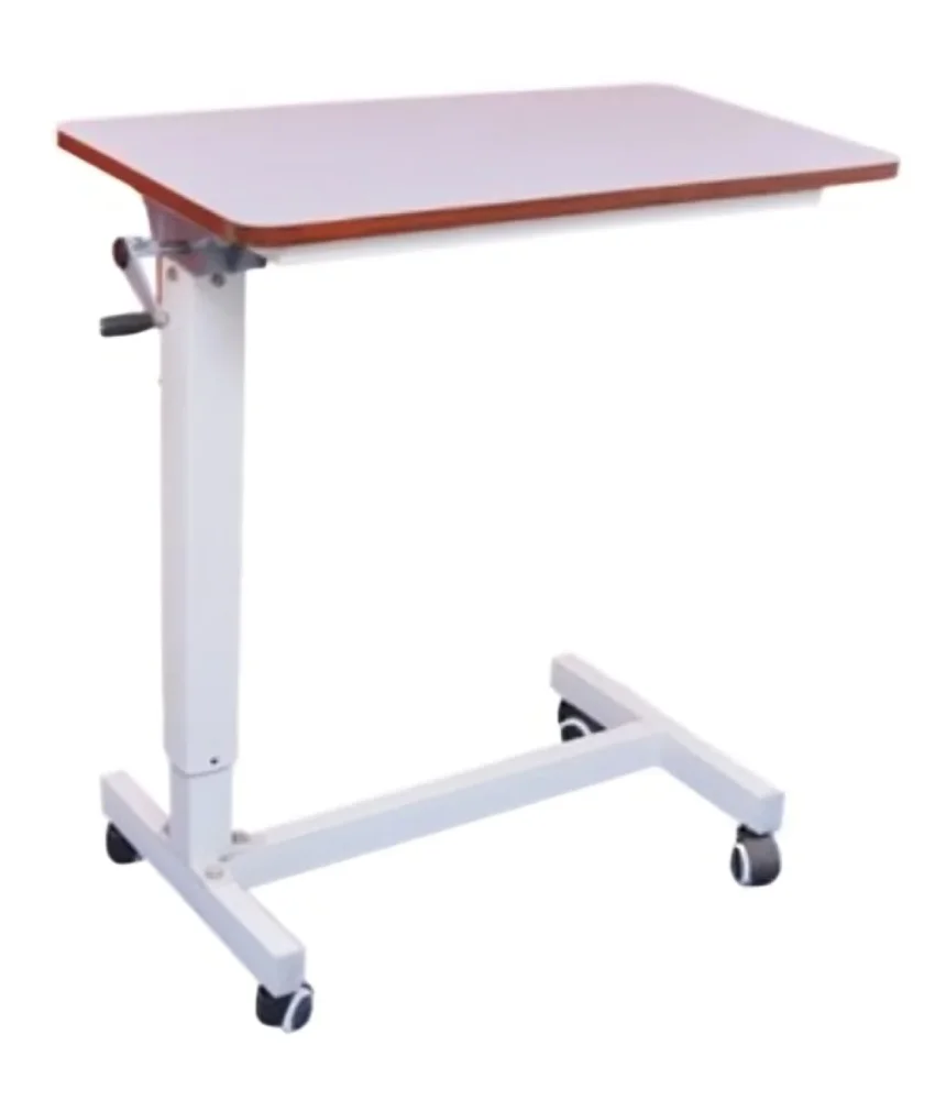 Laminate Hospital Overbed Table with Gear Handle Adjustment - Healthcare & Medical by Medicom International