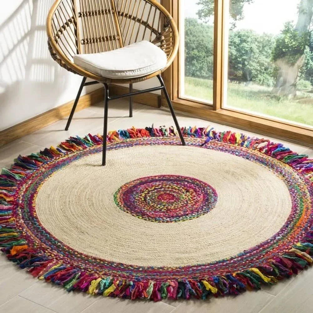 Multi Color Modern Jute Fabric Rug - Handicrafts & Gifts by M/S. Mamta Industrises