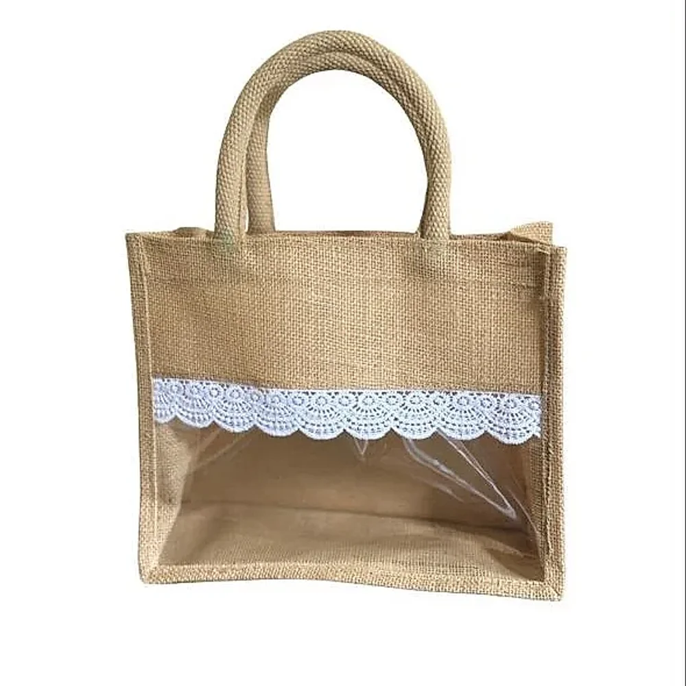 Natural Jute Window Shopping Bag - Packaging & Printing by Vashista Jute Exports