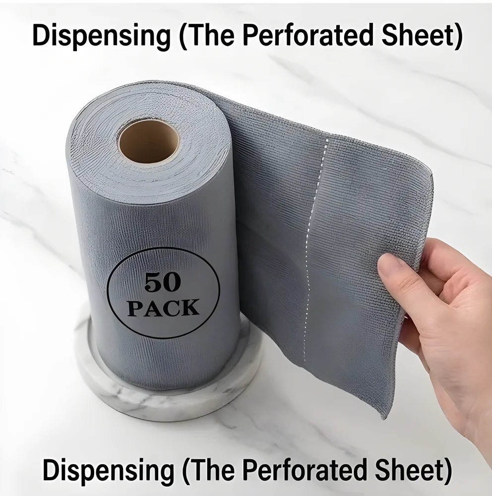 Microfiber Cleaning Cloth Roll, 50 Pieces - Home & Kitchen by Ornate Beauty Cosmetics