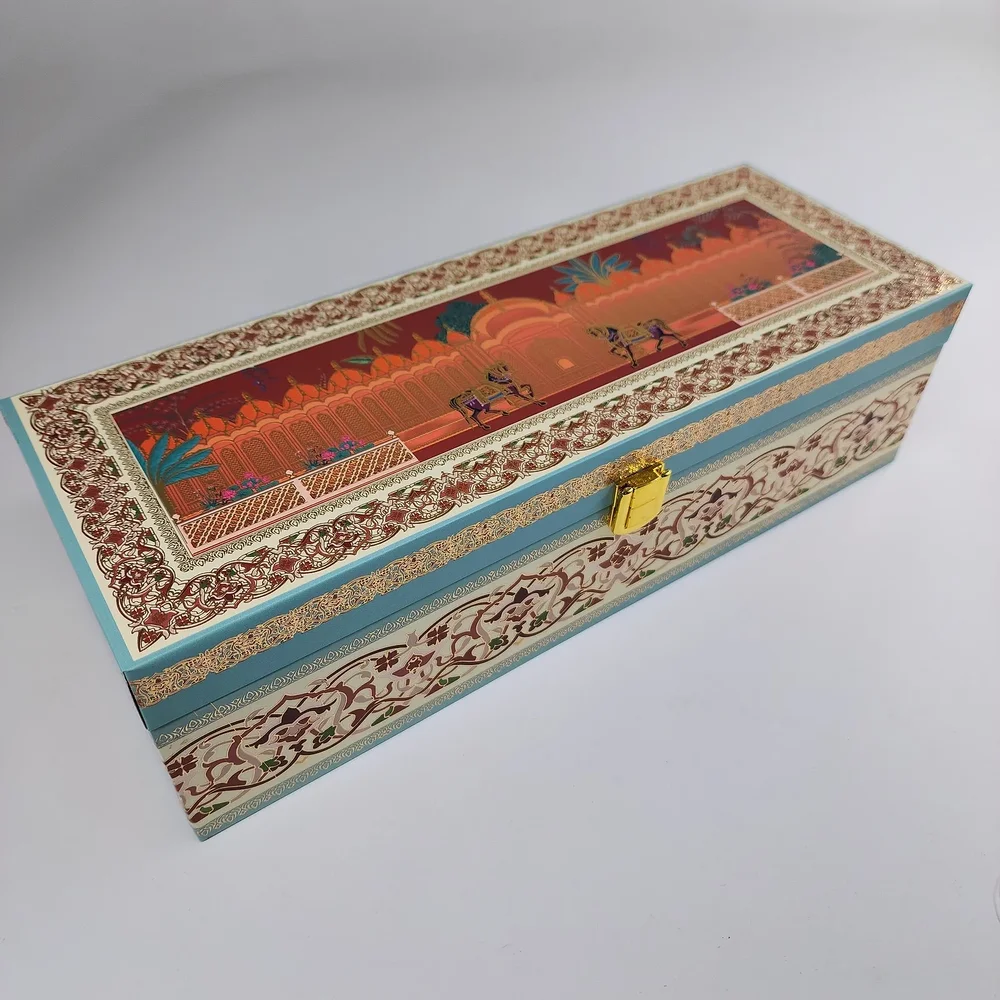 MDF Wood Gift Box with Metal Latch Lock - Packaging & Printing by Hindustan Handmade Paper Products