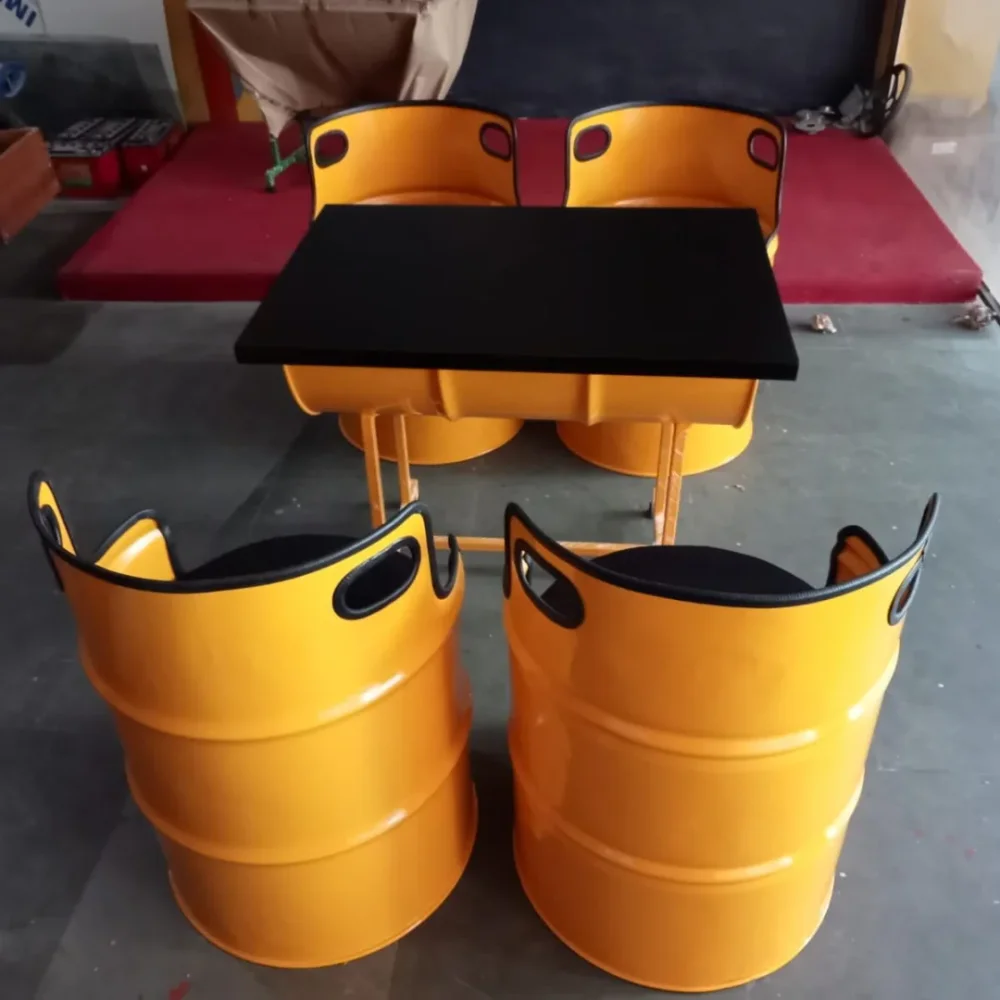 Barrel 4 Seater Dining Set with Arm Chairs - Furniture & Interiors by Upcycle Furnishing India