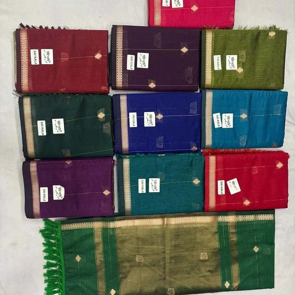 Cotton Buti Saree with Small Border - Textiles & Apparel by F.F Collection
