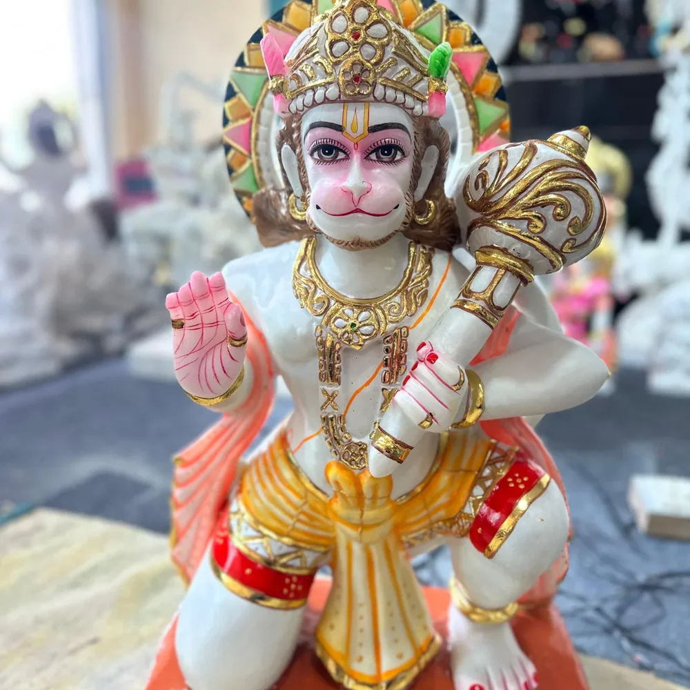 Handcrafted Makrana Marble Hanuman Murti - Handicrafts & Gifts by Bharat Murti Art
