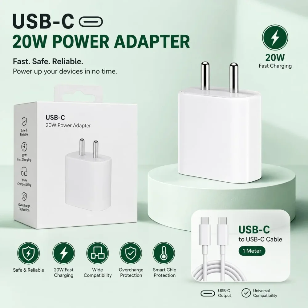 USB-C 20W Power Adapter With Overheat Protection - Electronics & Electrical by Famous Electronics and Trading
