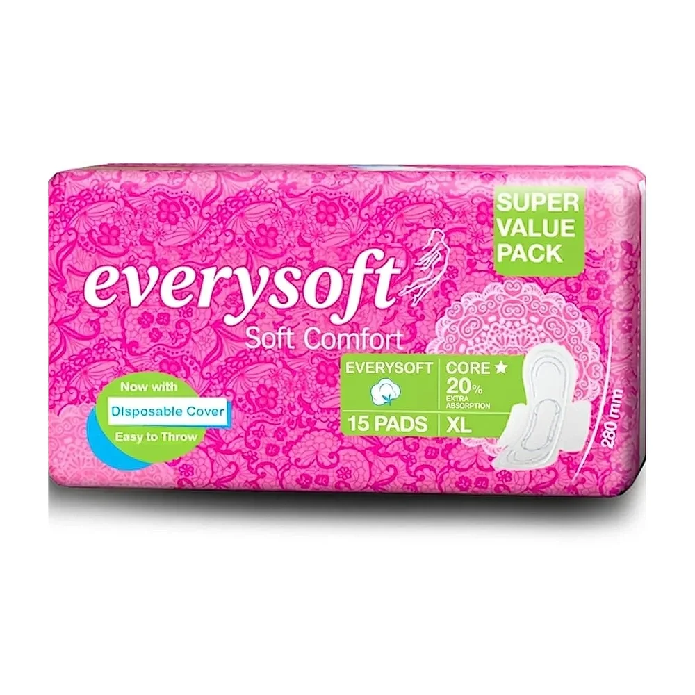 Everysoft Extra Large Cotton Sanitary Napkins, 15 Pads - Beauty & Personal Care by Lavanshi Hygiene Care