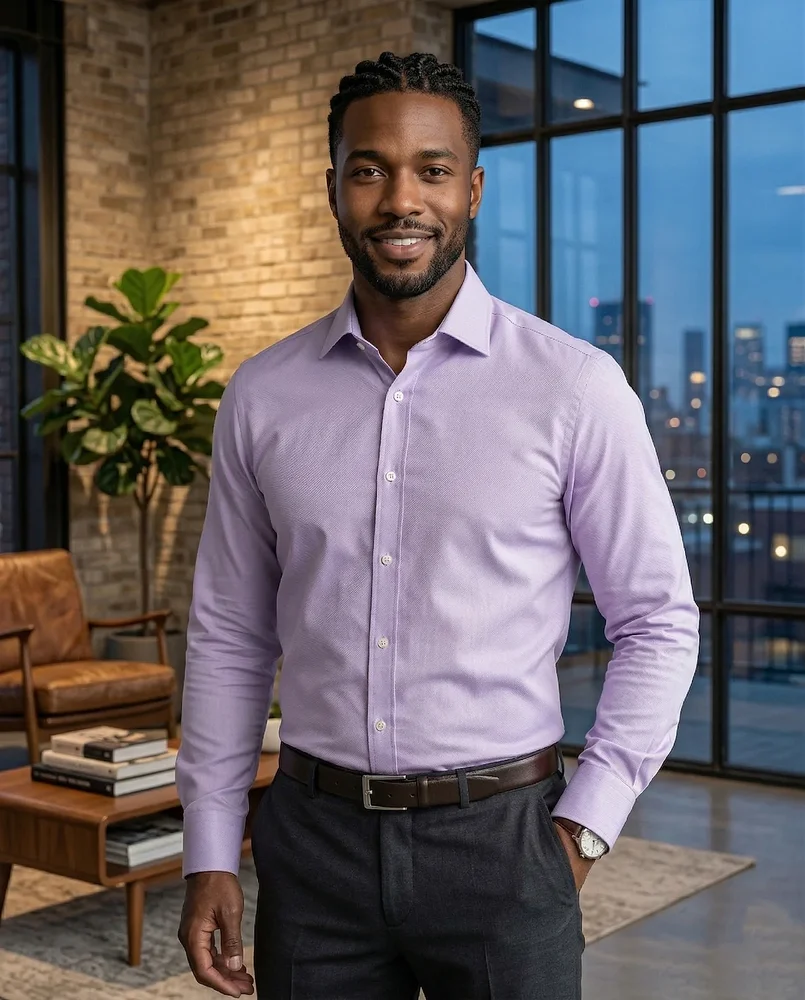 Men's Lavender Cotton Blend Slim Fit Full Sleeve Formal Shirt - Textiles & Apparel by G M Apparels