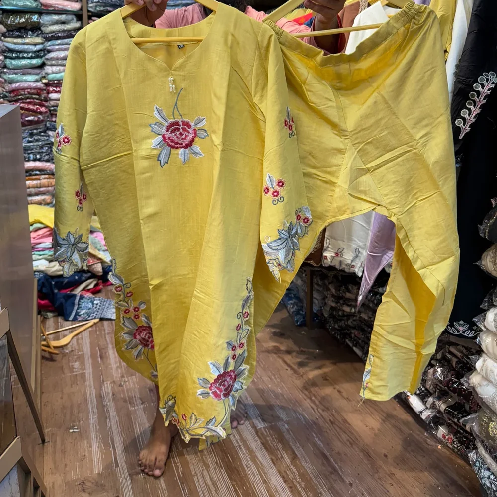 Yellow Cotton Linen Kurta and Pants Set - Textiles & Apparel by Ayzel Pvt. Ltd.