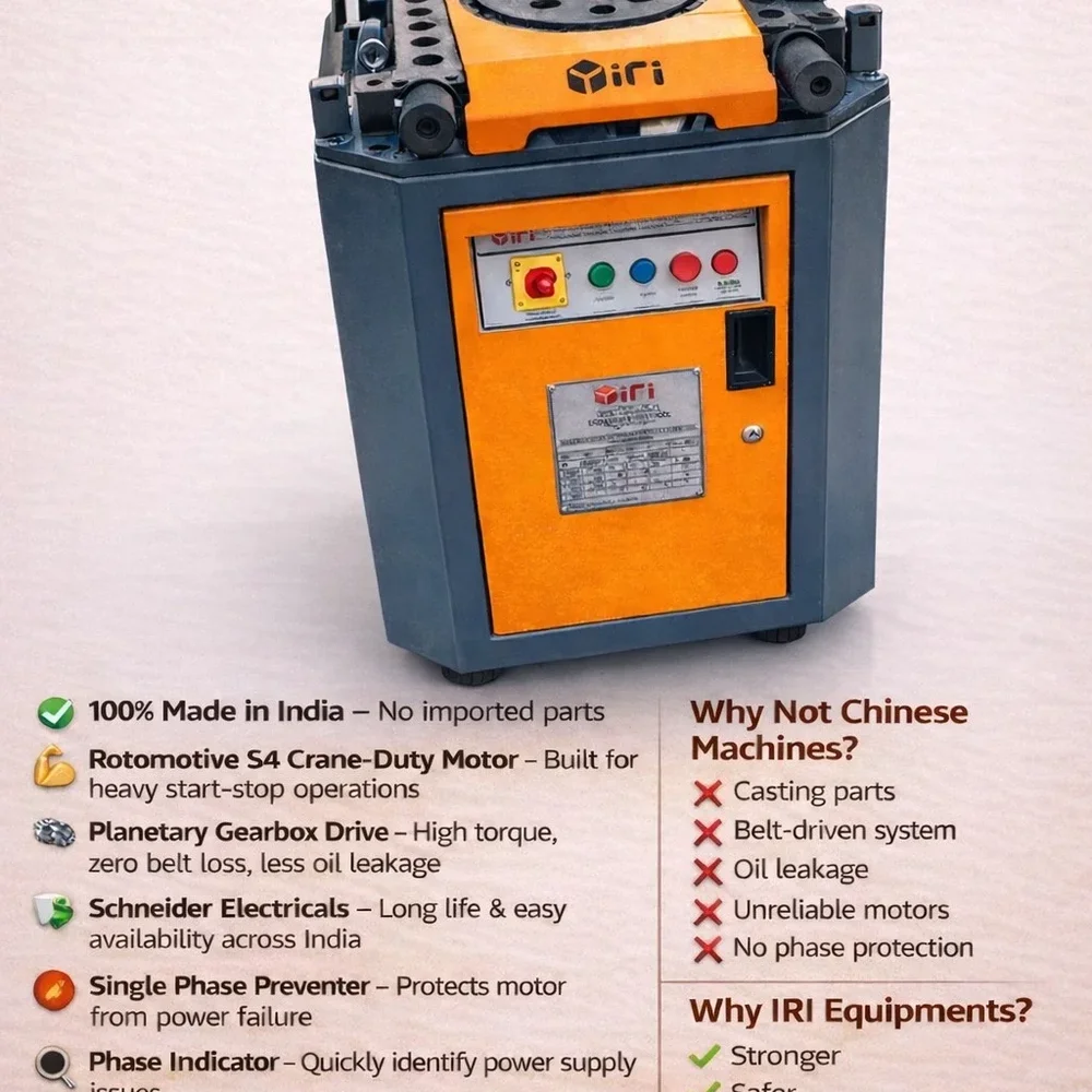 IRI Rebar Bending Machine with Rotomotive Crane Duty Motor - Machinery & Equipment by Iri Equipment India Pvt. Ltd.