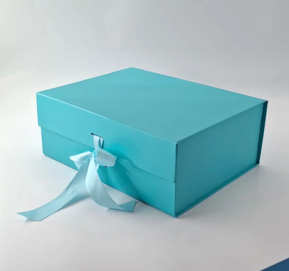 Rigid Cardboard Gift Box with Ribbon Tie Closure - Packaging & Printing by Hindustan Handmade Paper Products