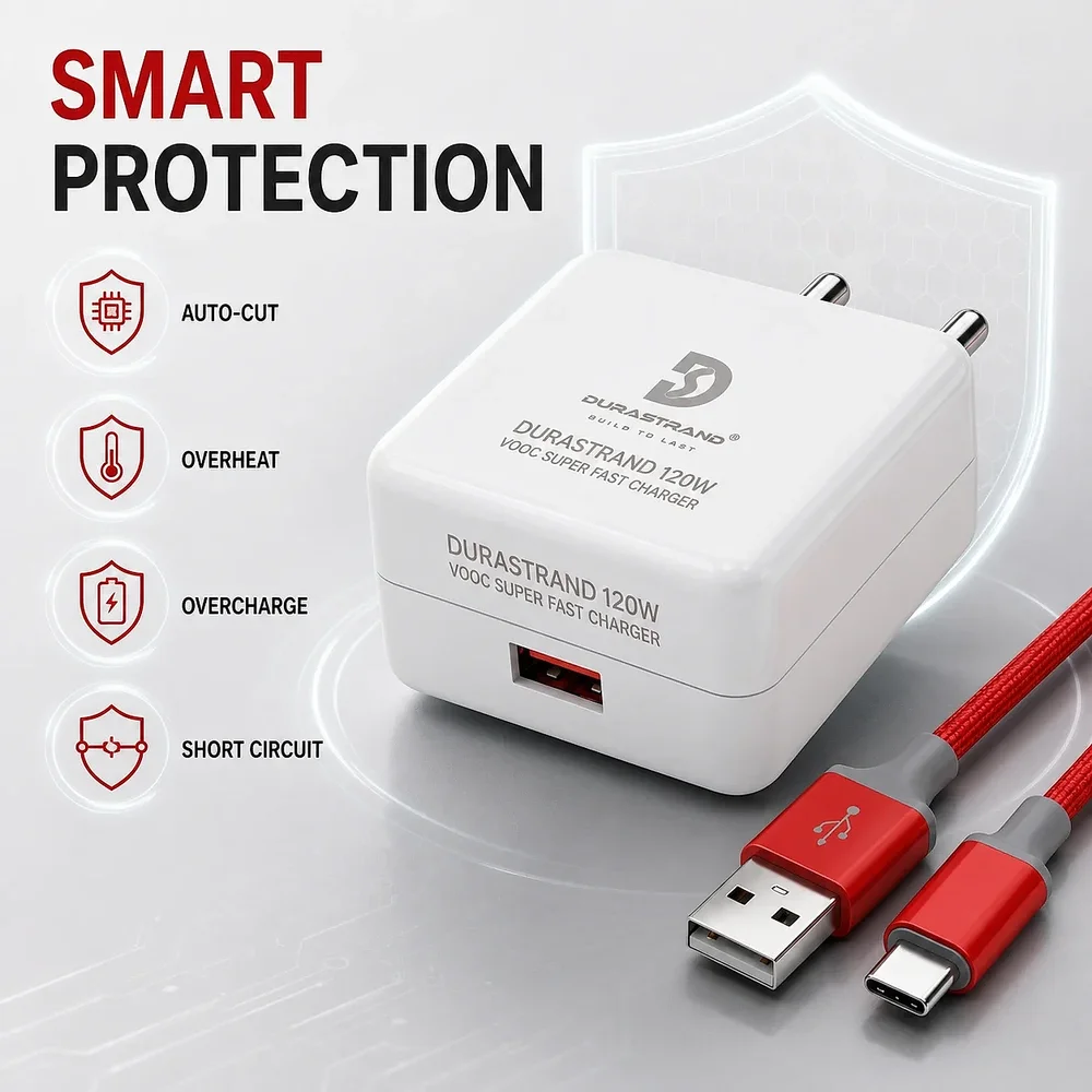 Durastrand 120W SuperVOOC Fast Charger with Data Cable - Electronics & Electrical by Syncore Technologies