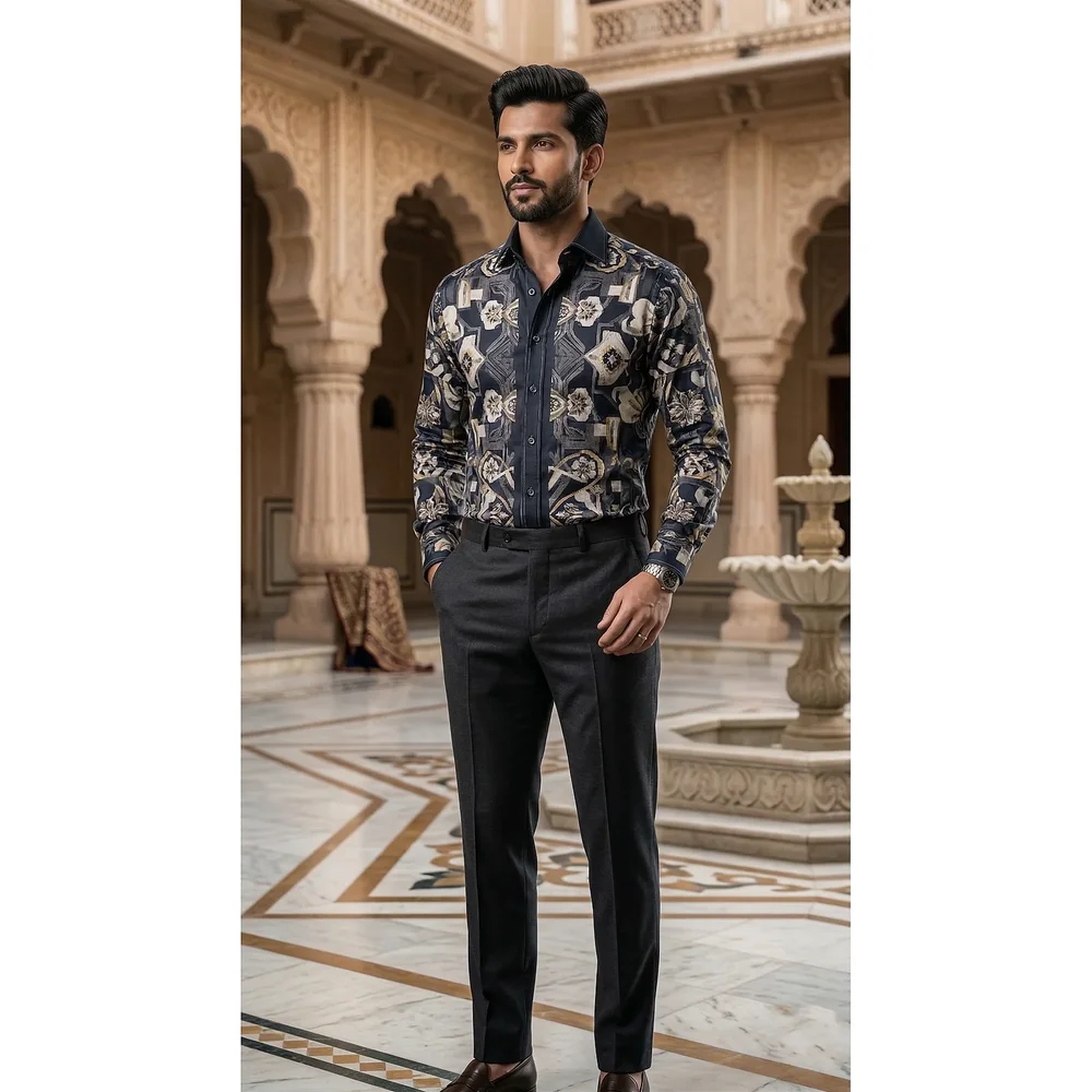 Men's Baroque Geometric Print Shirt - Textiles & Apparel by G M Apparels