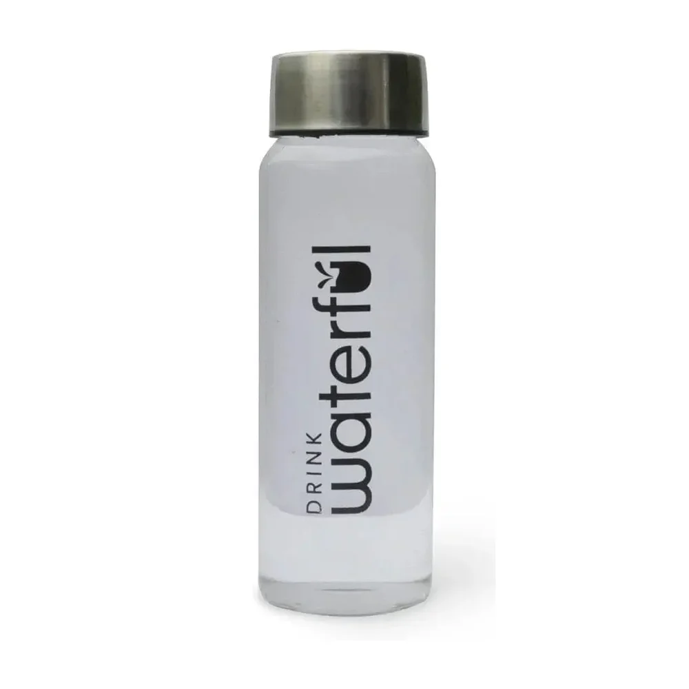 Waterful 300 ml Silicate Glass Bottle with Steel Cap - Home & Kitchen by Stranza Brands Pvt. Ltd. - Branch