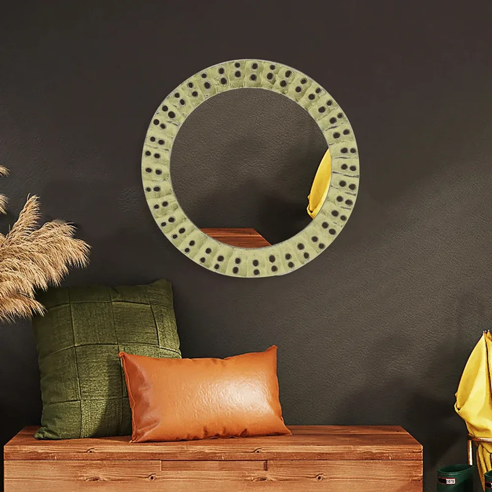 Cocovey Homes Gold Finish Round Shape Decorative Mirror - Home & Kitchen by Orobe