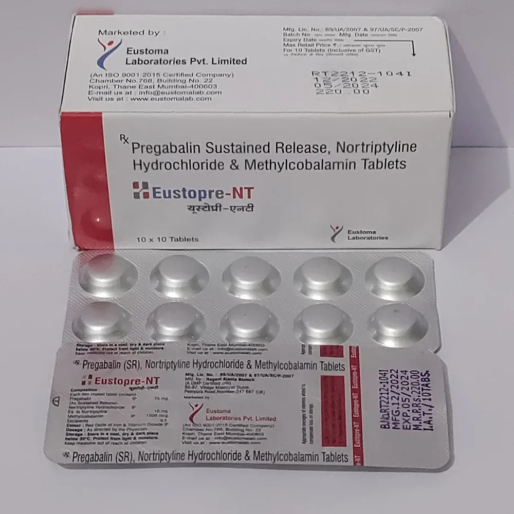 Pregabalin Nortriptyline and Methylcobalamin Tablets - Healthcare & Medical by Eustoma Laboratories Pvt. Ltd.
