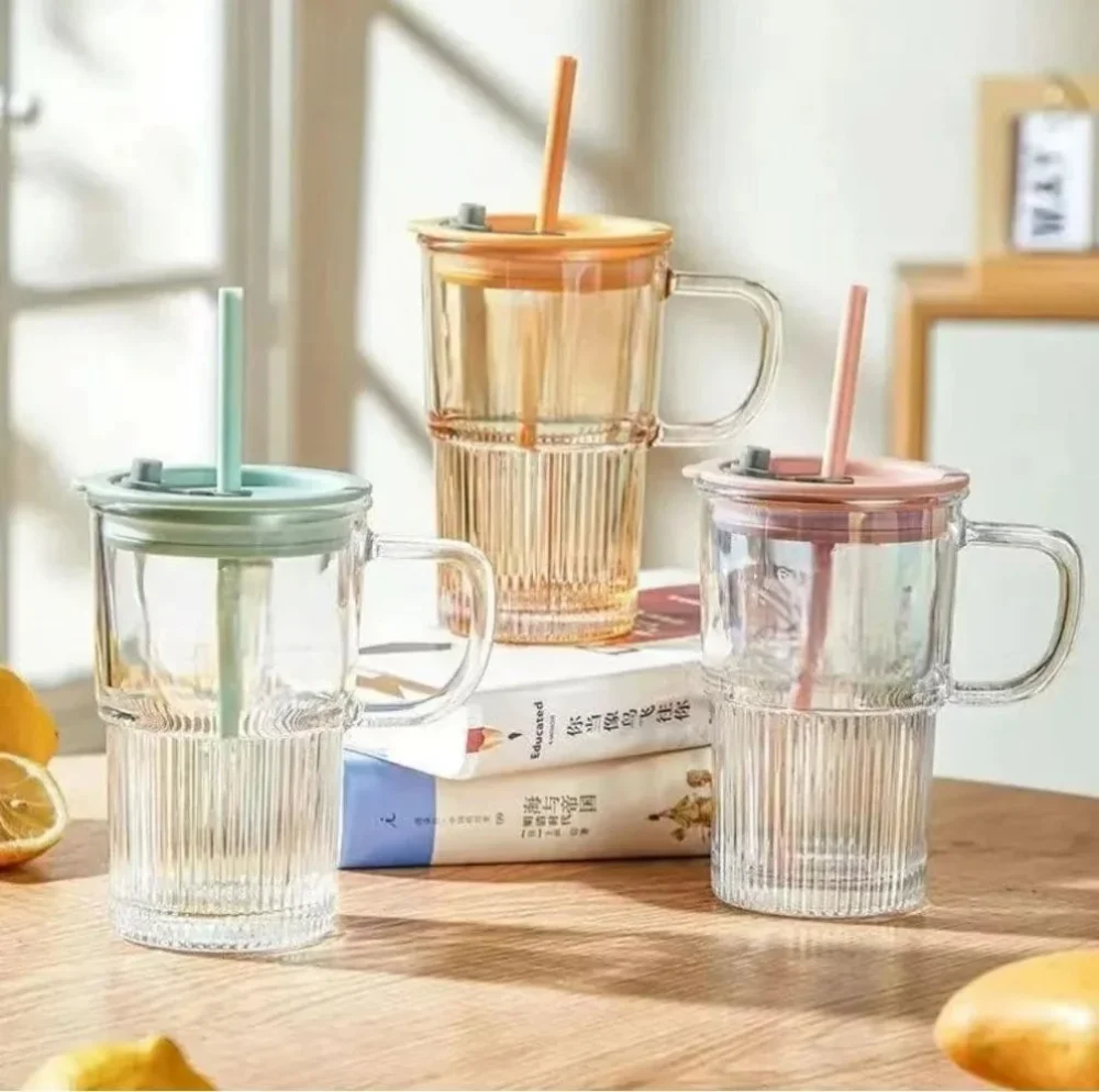 Borosilicate Glass Sipper Mug with Handle - Home & Kitchen by Y K Trading