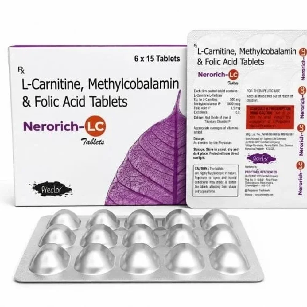 L-Carnitine, Methylcobalamin, Folic Acid Film-Coated Tablets - Healthcare & Medical by Prector Lifesciences