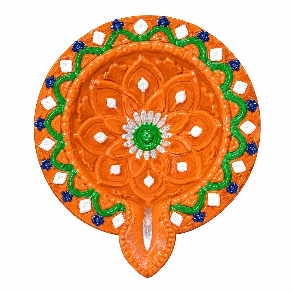 Hand-Painted Clay Terracotta Diya - Home & Kitchen by Roos Indira Creations