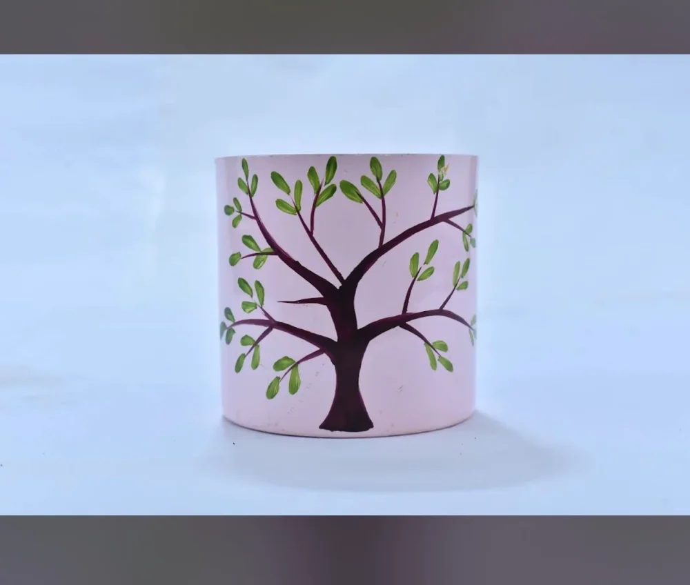 Hand-painted Ceramic Pot with Tree Design - Home & Kitchen by Anand Garden Nursery