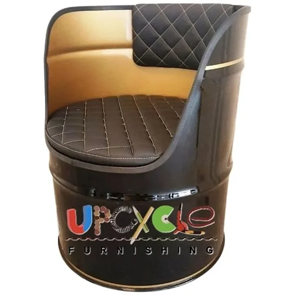 Solid Wood Barrel Single Seater Chair - Furniture & Interiors by Upcycle Furnishing India