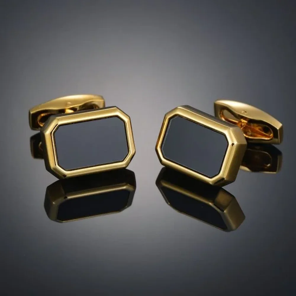 Gold and Black Geometric Octagonal Cufflinks - Gems & Jewelry by G M Apparels