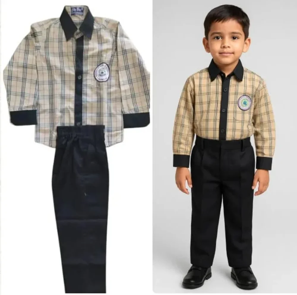 School Uniform Shirt Pant Set with Logo Embroidery - Textiles & Apparel by Singh Sahab Industries