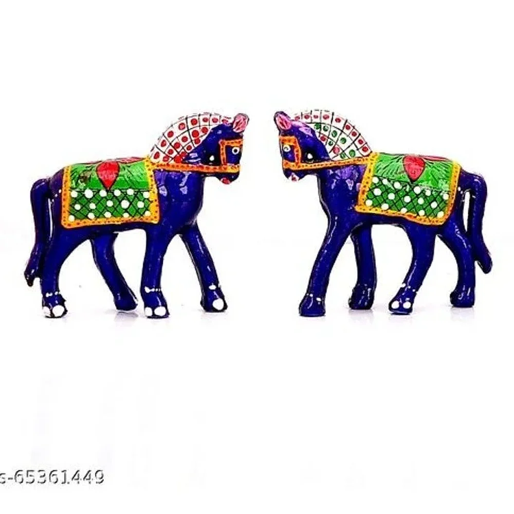 Blue Paper Mache Horse Statue for Exterior Decor - Home & Kitchen by Lav Craft