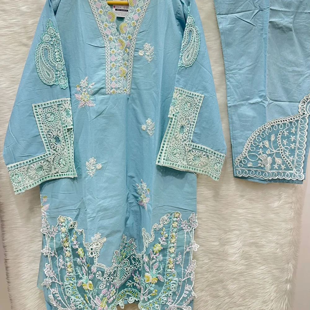 Embroidered Lawn Net Fabric - Textiles & Apparel by Ayzel Pvt. Ltd.