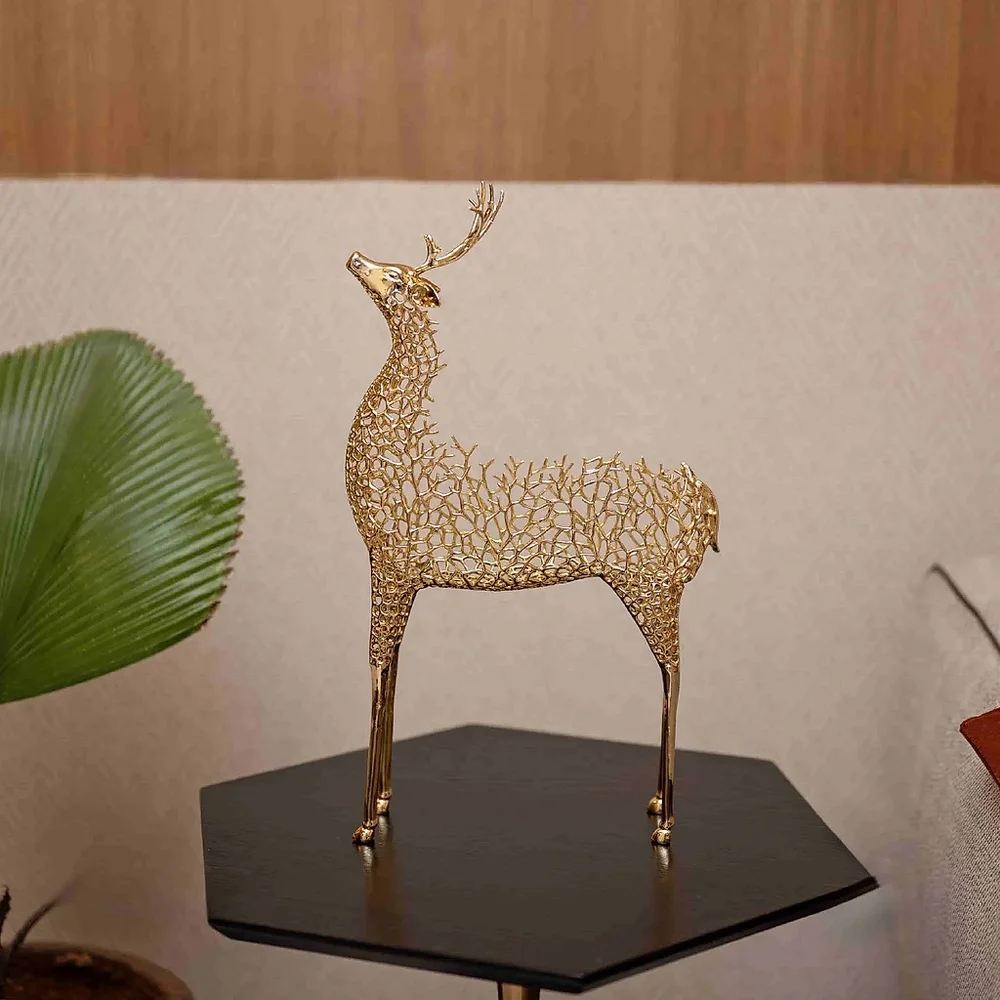 Gold Animal Figurine for Tabletop Decor - Home & Kitchen by Wooden Owl Design Pvt. Ltd.