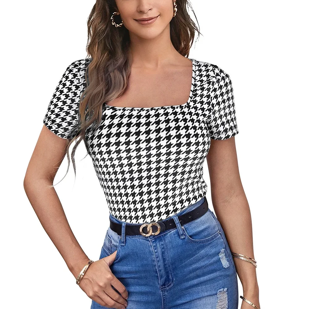 White Short Sleeve Square Neck T-Shirt - Textiles & Apparel by Cara Exim