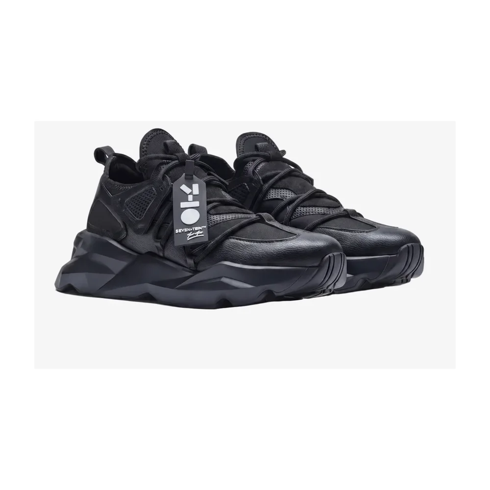 7-10 Black Exoskeleton Chunky Low-Top Sneaker - Footwear, Bags & Leather Goods by Disruptive Fashion Pvt. Ltd.