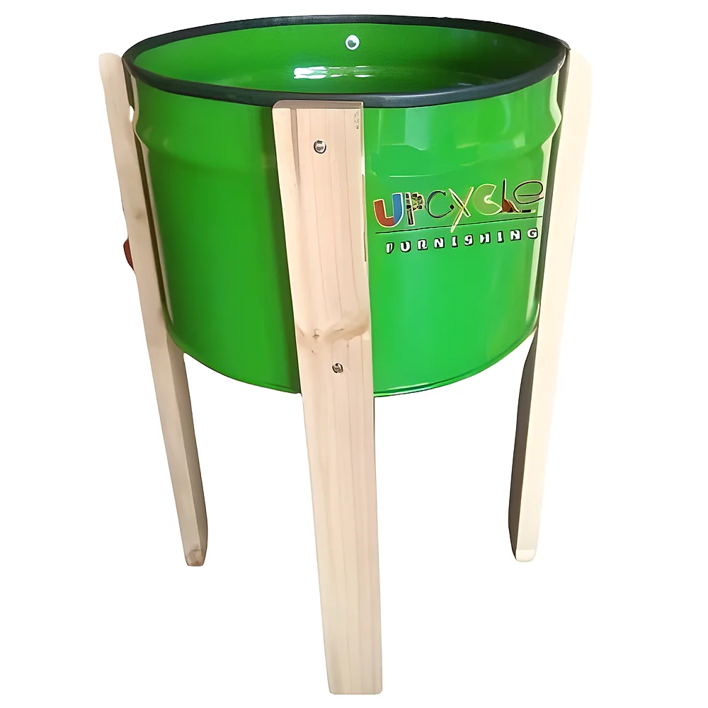 Metal and Wood Planter Dustbin - Home & Kitchen by Upcycle Furnishing India
