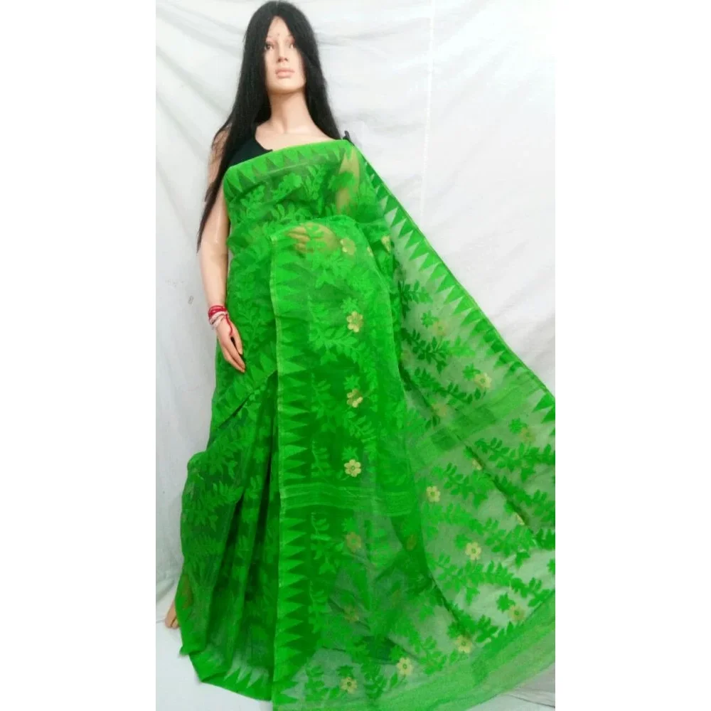 Cotton Silk Soft Dhakai Jamdani Handloom Saree - Textiles & Apparel by Nandys 13