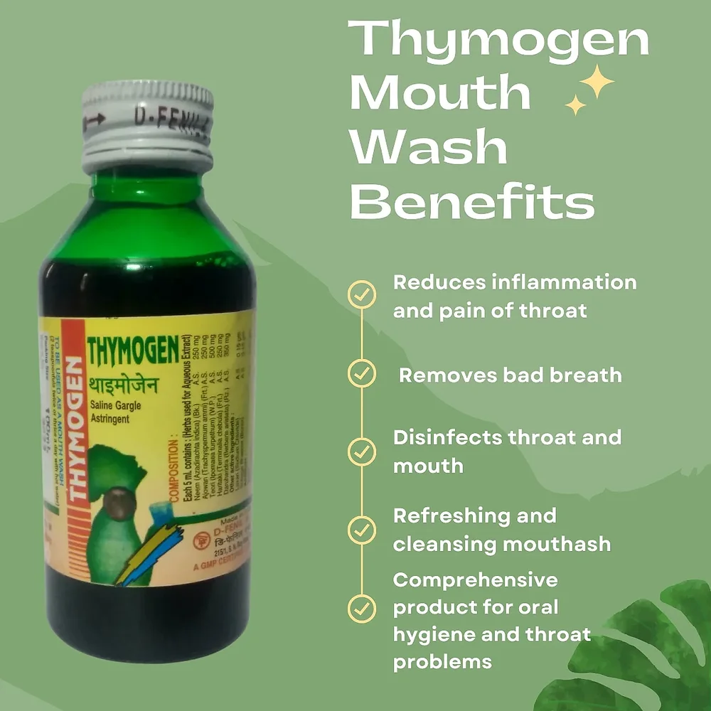 Thymogen Ayurvedic Antiseptic Mouthwash 100 ml - Beauty & Personal Care by M/S. D-Fenil & Co.