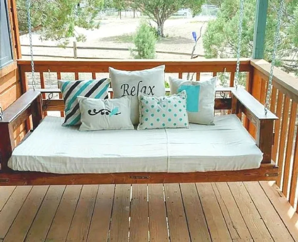 Hanging Swing with Mattress and Cushions, 2x4 Feet - Furniture & Interiors by Upcycle Furnishing India