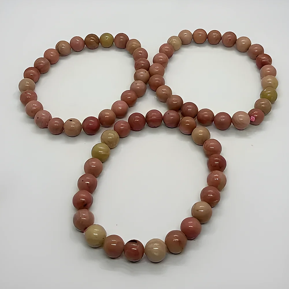 Natural Rhodonite 8 MM Beaded Bracelet - Gems & Jewelry by Sarah Agate