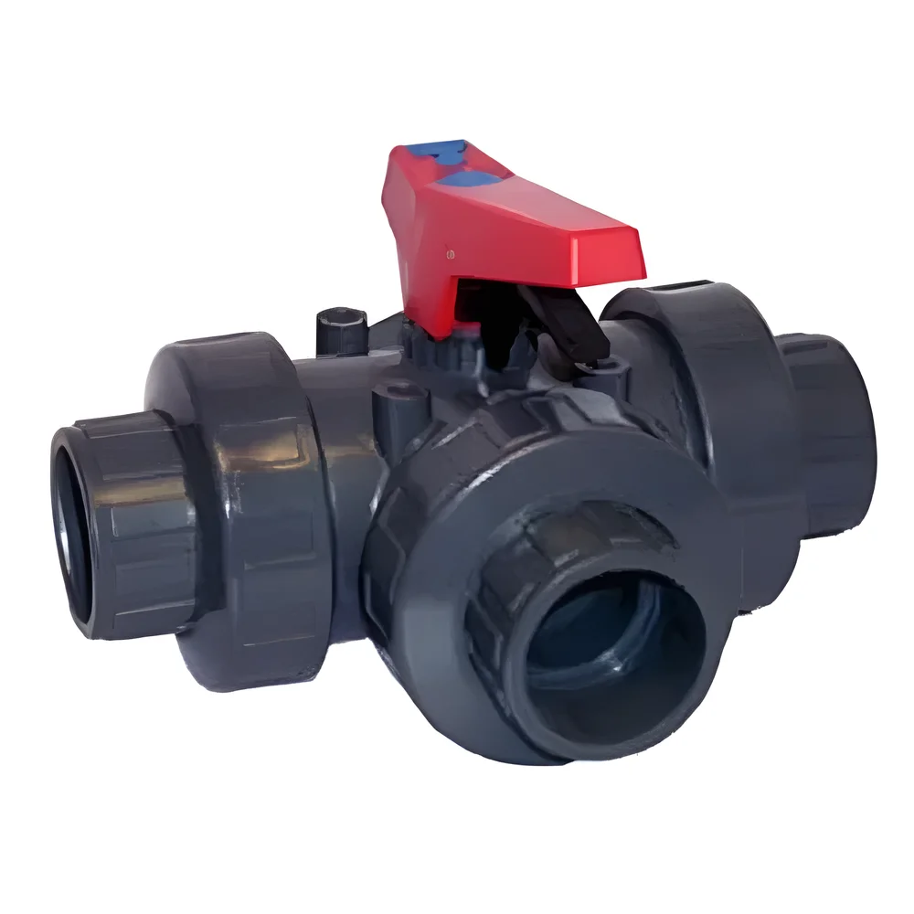 PVC Three Way Ball Valve with Socket Weld Ends - Industrial Supplies & Tools by JD Tech Industries