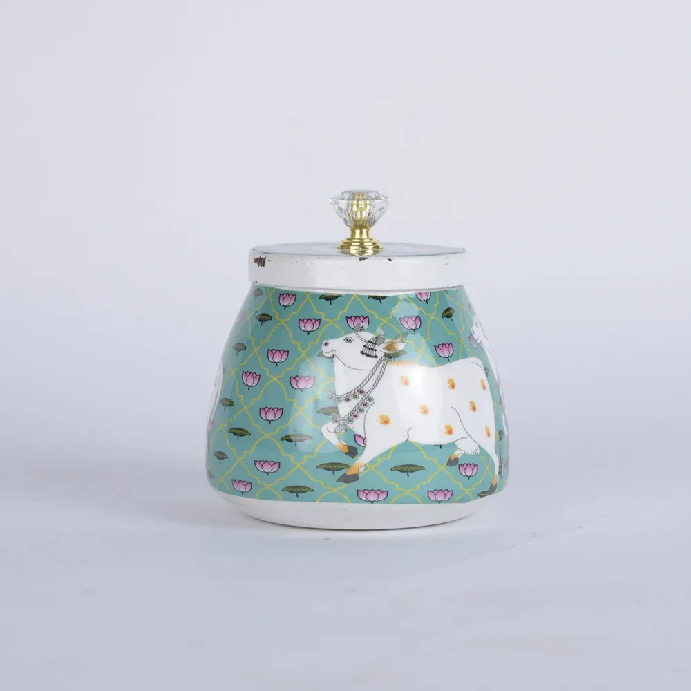 Pichwai Handcrafted Storage Jar - Home & Kitchen by Deewin Dreamz