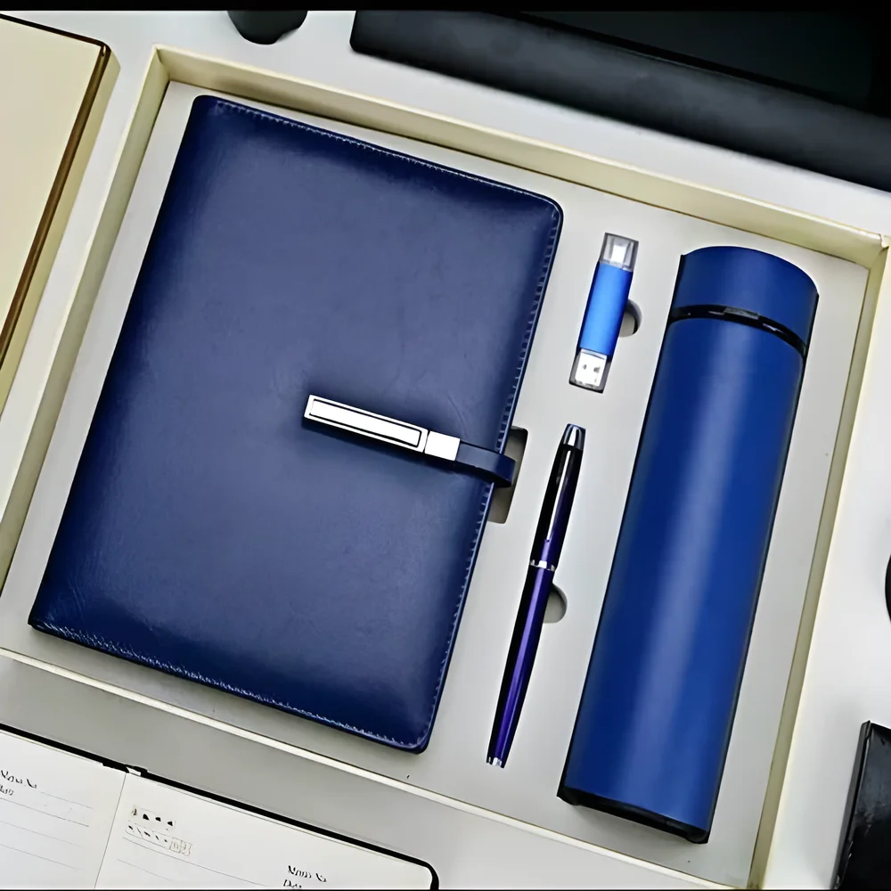 4-Piece Matte Navy Blue Executive Gift Set - Handicrafts & Gifts by Bonhomie Enterprise OPC Pvt. Ltd.