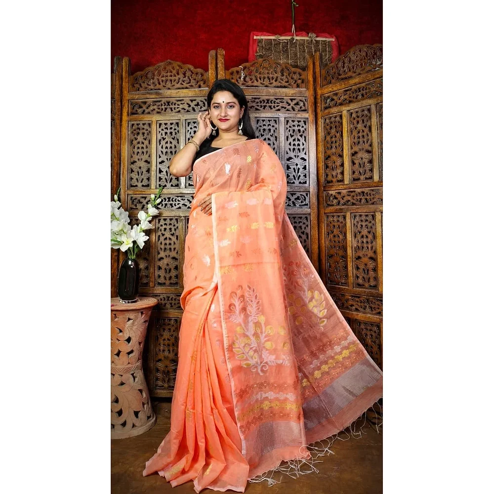 Ladies Party Wear Soft Dhakai Jori Jamdani Saree - Textiles & Apparel by Nandys 13